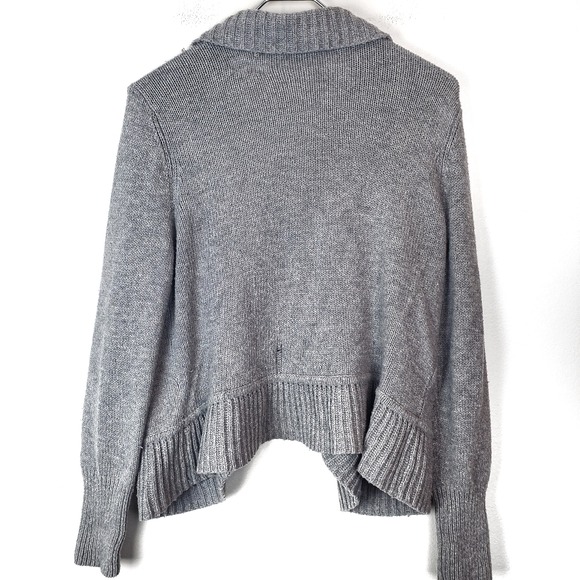 TALBOTS Nylon/Lambswool Petites Soft Gray Coastal Knit Cardigan Sweater Size: Lg - Picture 4 of 5